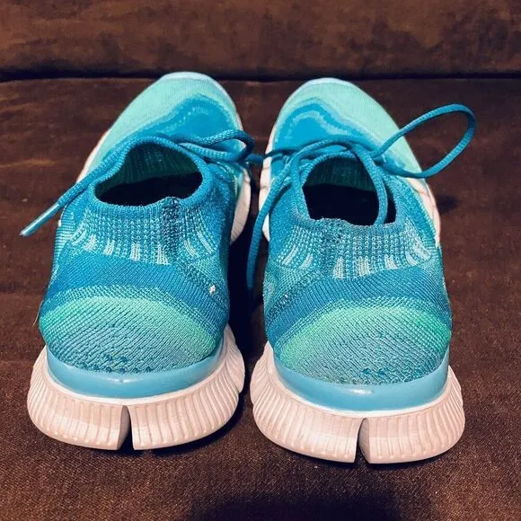 Nike Free 5.0 Flyknit Women's Running Shoes 615806-413 Size 9 Atomic Teal Blue