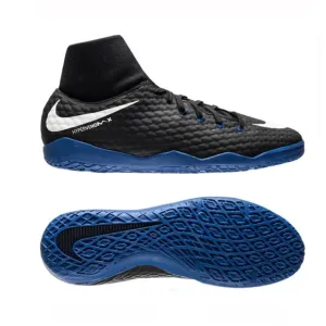 Nike Kids Jr. Hypervenomx Phelon III Dynamic Fit Black White Blue Indoor Shoes