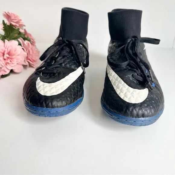 Nike Kids Jr. Hypervenomx Phelon III Dynamic Fit Black White Blue Indoor Shoes