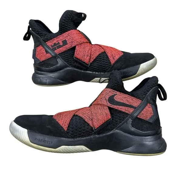 Nike Lebron Soldier XII 12 Basketball Shoes Black Red AO2609-003 Men's Size 11.5