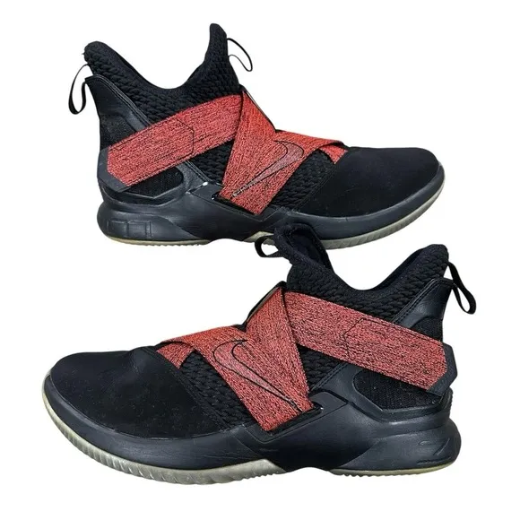 Nike Lebron Soldier XII 12 Basketball Shoes Black Red AO2609-003 Men's Size 11.5