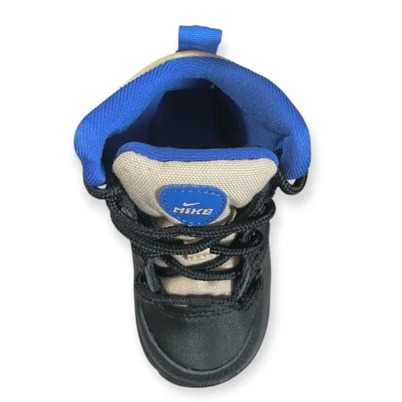 NIKE Manoa Black Blue Leather Toddler Boots size 5