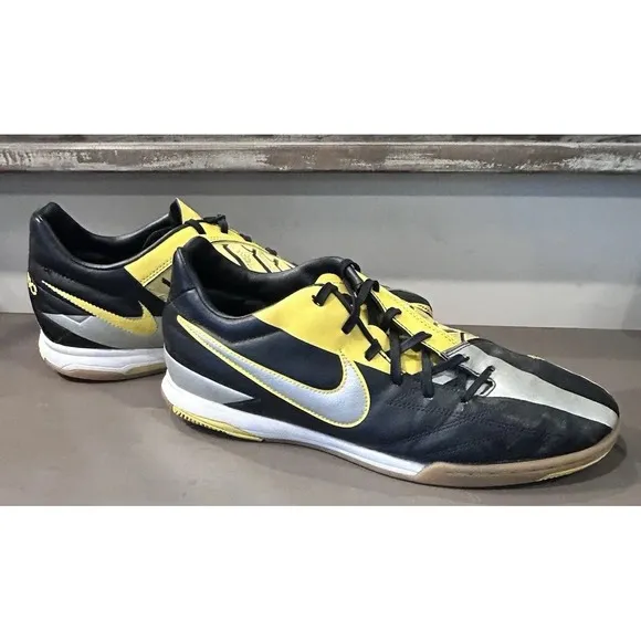 Nike Mens Rare T90 Shoot IV IC 472558-007 Yellow Black Indoor Soccer Shoes