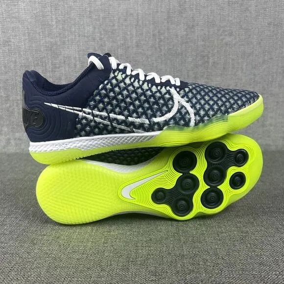 Nike React Gato Indoor Soccer Shoes Navy Blue Volt Men's Size 7 / Womens 8.5