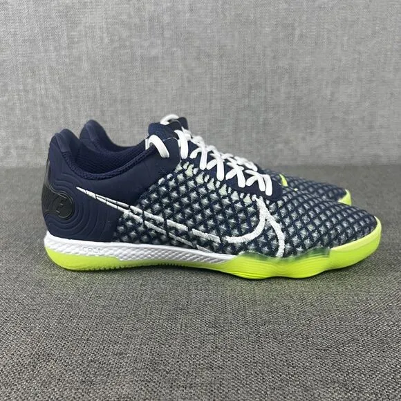 Nike React Gato Indoor Soccer Shoes Navy Blue Volt Men's Size 7 / Womens 8.5