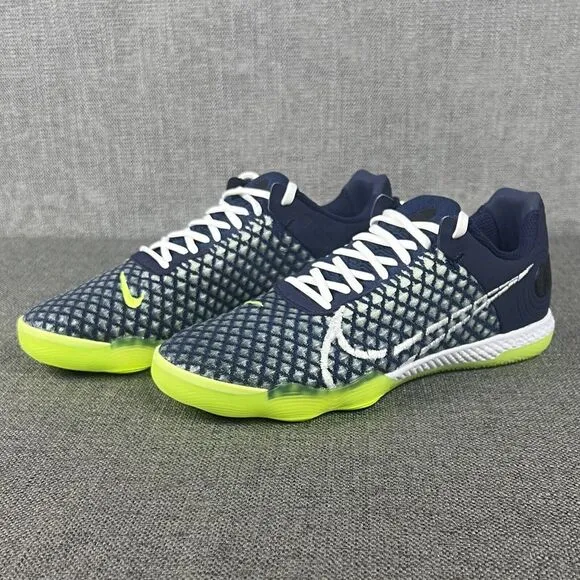 Nike React Gato Indoor Soccer Shoes Navy Blue Volt Men's Size 7 / Womens 8.5