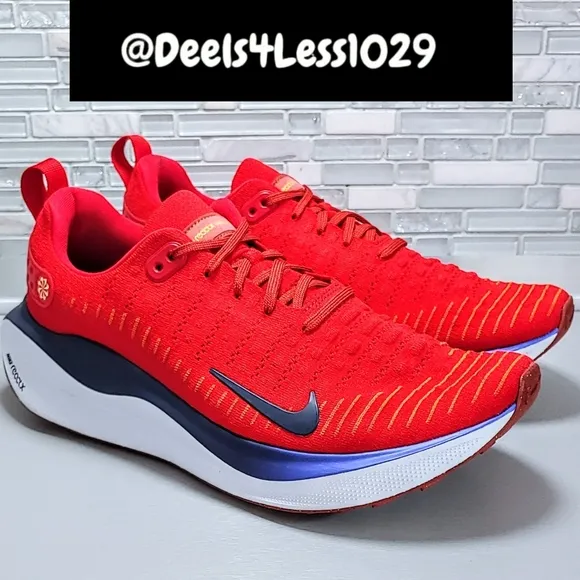 Nike ReactX Infinity Run Flyknit 4 Mens Size 10.5 Extra Wide Red White Navy Blue