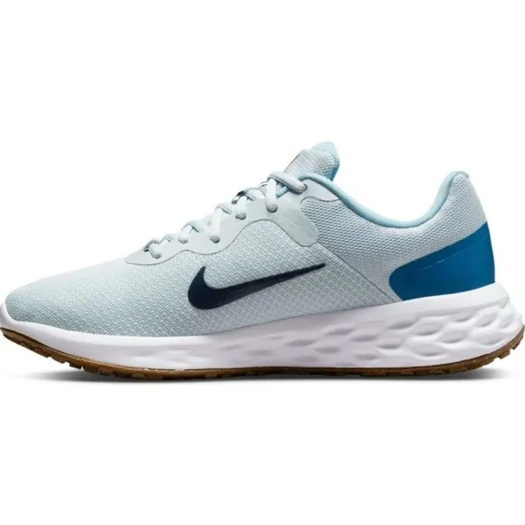 Nike Revolution 6 Wide Pure Platinum Thunder Blue Running Shoes Men's Size 11