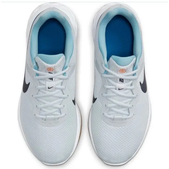 Nike Revolution 6 Wide Pure Platinum Thunder Blue Running Shoes Men's Size 11