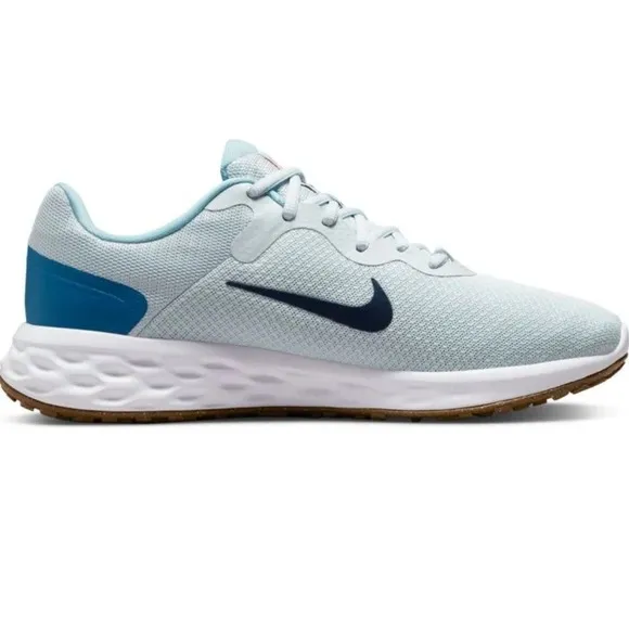 Nike Revolution 6 Wide Pure Platinum Thunder Blue Running Shoes Men's Size 11