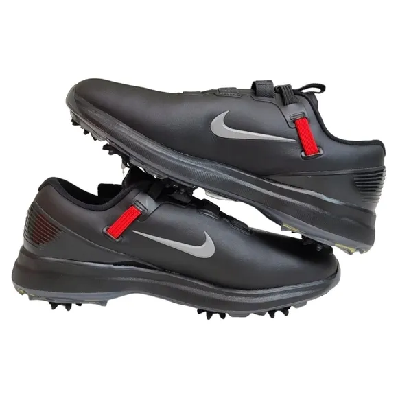 Nike Tiger Woods Golf Spiked Black Shoes New