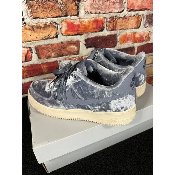 Nike Air Force One AF1 Dark Sky Blue Velvet Shoes Size 7Y