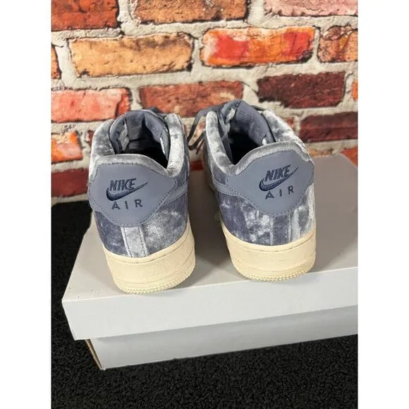 Nike Air Force One AF1 Dark Sky Blue Velvet Shoes Size 7Y