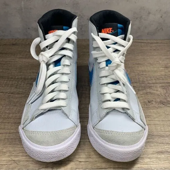 Nike~Youth~Blazer Mid 77 GS White/Blue/Orange Shoes~Size 4.5Y