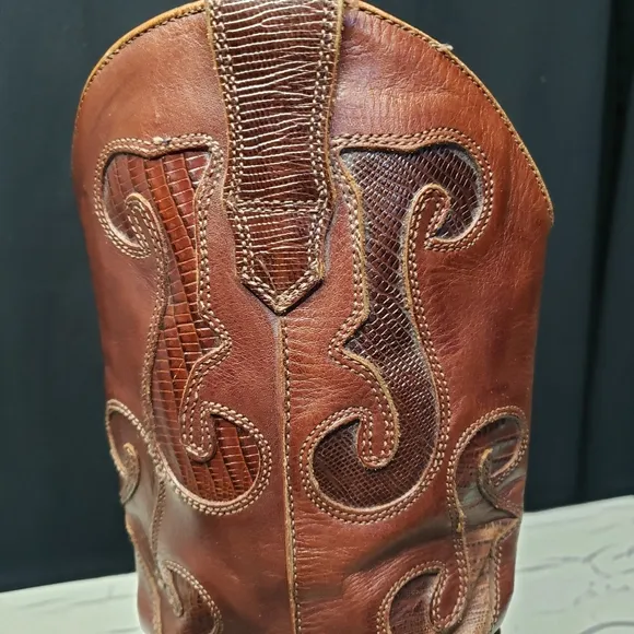 Nine West 'Romnee' Lizard Print Cowgirl Boots in Cognac - 3 Youth/ Women's 5