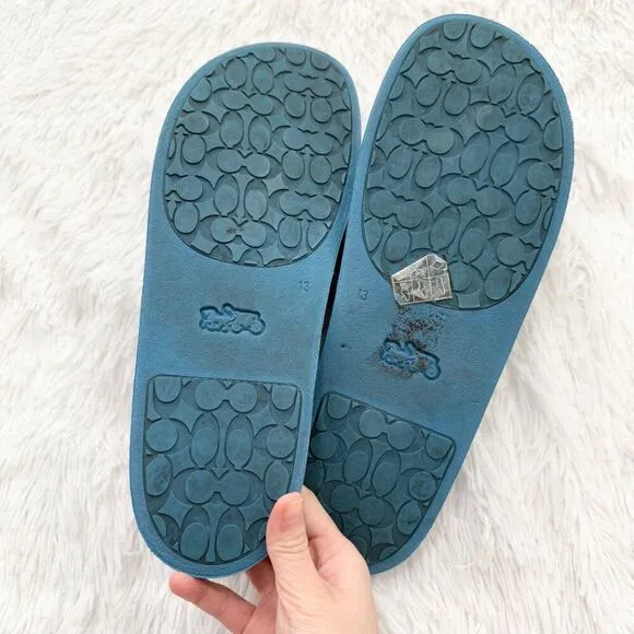 NO BOX Men Coach Sandals Slides With Logo in Blue Size US 13