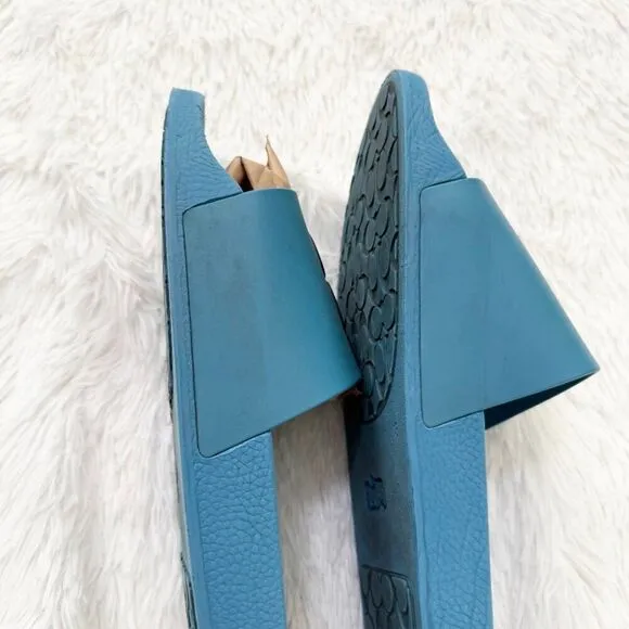 NO BOX Men Coach Sandals Slides With Logo in Blue Size US 13