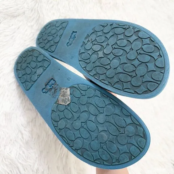 NO BOX Men Coach Sandals Slides With Logo in Blue Size US 13