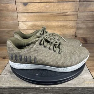 NOBULL Super Fabric Olive Green Mens Sz 9.5 Lace Up Athletic Lifting Shoes