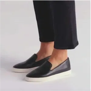 NWOB Birdies The Swift Slip On Leather Sneakers Shoes Black Women's Size 8.5