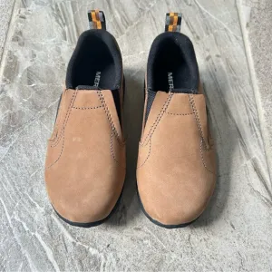 NWOB Merrell Toddler Jungle Moc Brown Nubuck Leather Slip On Shoes, Size 10