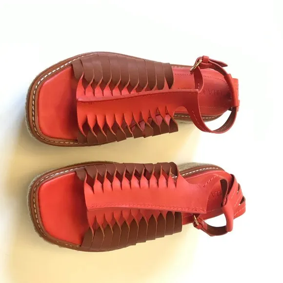 NWOB Ulla Johnson Valencia Twisted Flatform Sandals Womens 37.5 Orange Leather