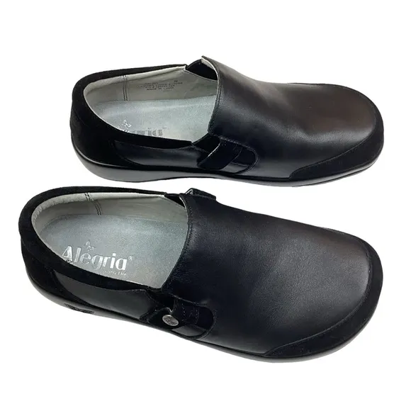 NWOT Alegria Paityn Black PAI-601 Leather Suede Professional Shoes