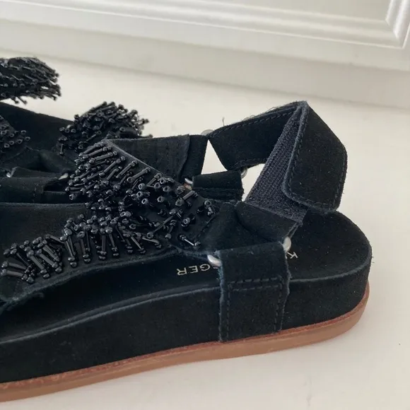 NWOT Kelsi Dagger Anthropologie Spark Black Beaded Sandals Sz 36.5