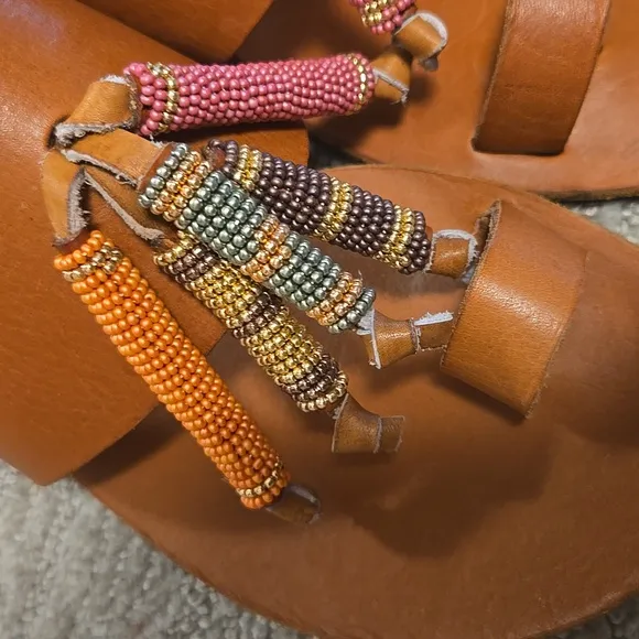 NWOT laidbacklondon Beaded Tassle Sandals