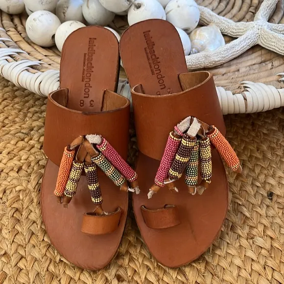 NWOT laidbacklondon Beaded Tassle Sandals