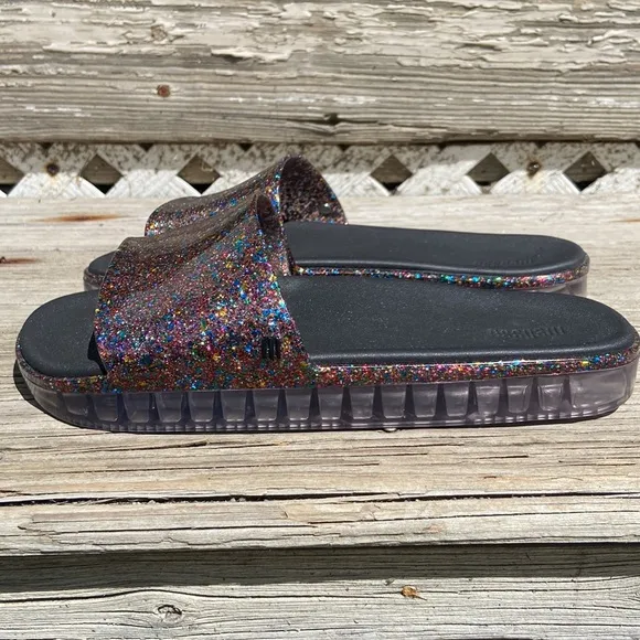 NWOT Melissa Beach Slide Sandal in Glitter/Clear Women's Size 9