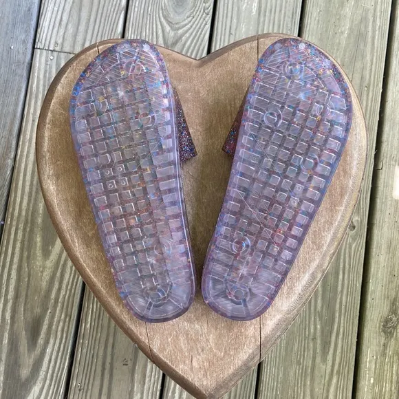 NWOT Melissa Beach Slide Sandal in Glitter/Clear Women's Size 9