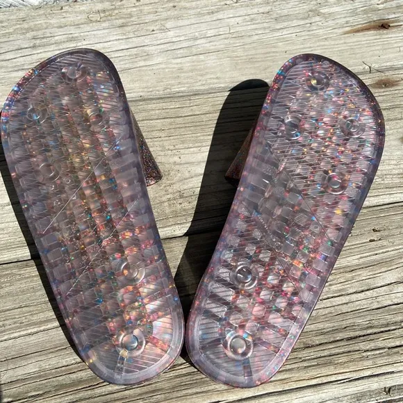 NWOT Melissa Beach Slide Sandal in Glitter/Clear Women's Size 9