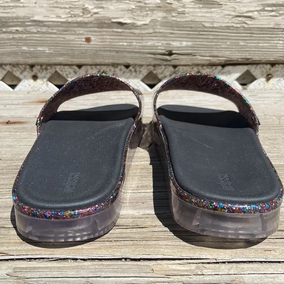 NWOT Melissa Beach Slide Sandal in Glitter/Clear Women's Size 9