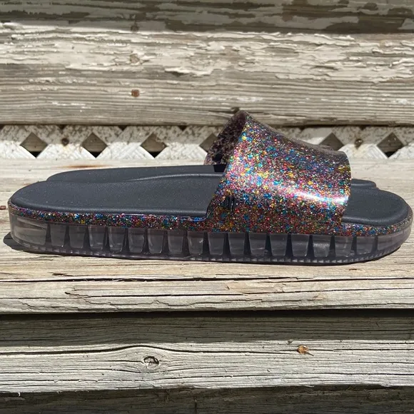 NWOT Melissa Beach Slide Sandal in Glitter/Clear Women's Size 9