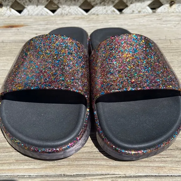 NWOT Melissa Beach Slide Sandal in Glitter/Clear Women's Size 9