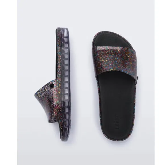 NWOT Melissa Beach Slide Sandal in Glitter/Clear Women's Size 9