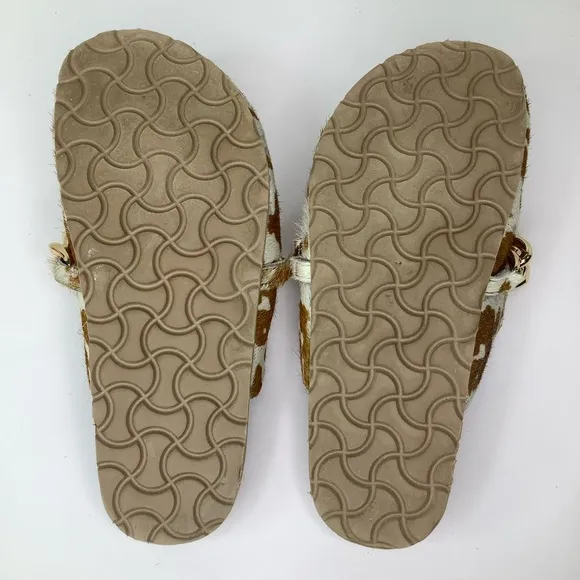 NWOT! Myra Ado Hairon Leather Slip On Cow Print Brown/White Clog Shoes Sz 7