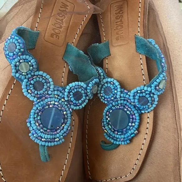NWOT Mystique Beaded Sandals