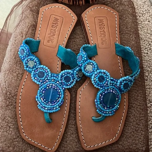 NWOT Mystique Beaded Sandals