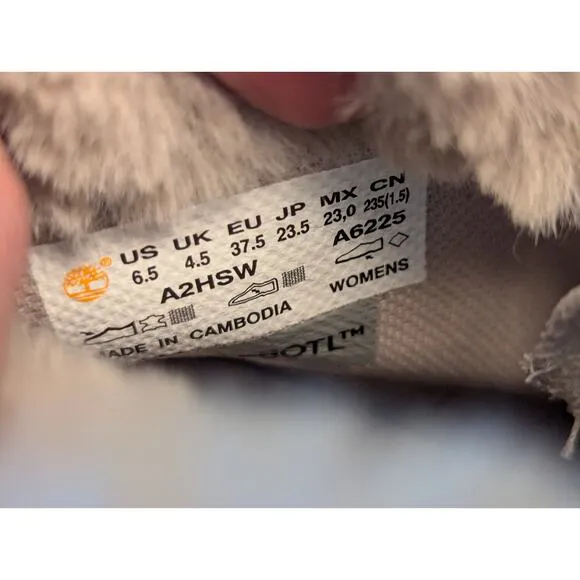 NWOT Timberland Kinsley Leather Faux Fur Waterproof Chunky Lug Sole Boots Sz 6.5