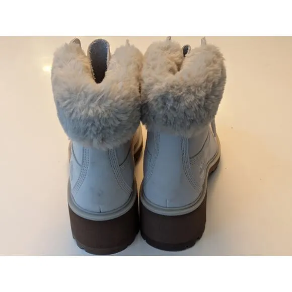NWOT Timberland Kinsley Leather Faux Fur Waterproof Chunky Lug Sole Boots Sz 6.5