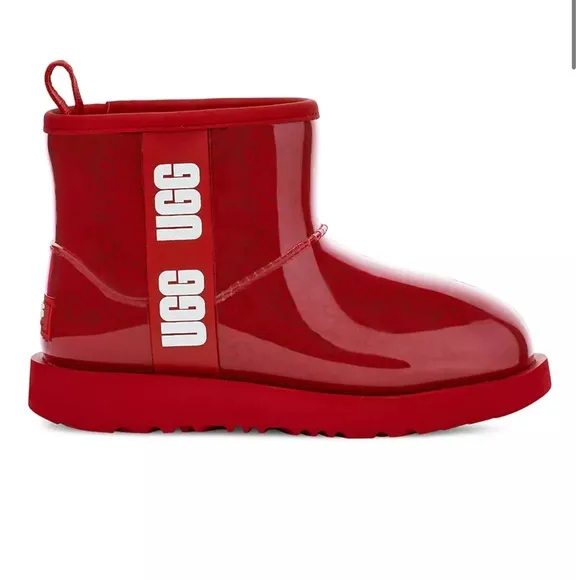 nwot UGG‎ Classic Clear Mini Faux-Shearling Rain Boots (Size EU 37)