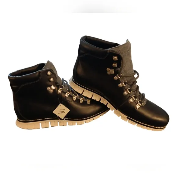 NWT COLE HAAN ZEROGRAND Water Proof Hiking Boots. Mens. Size 9.5M. Black.