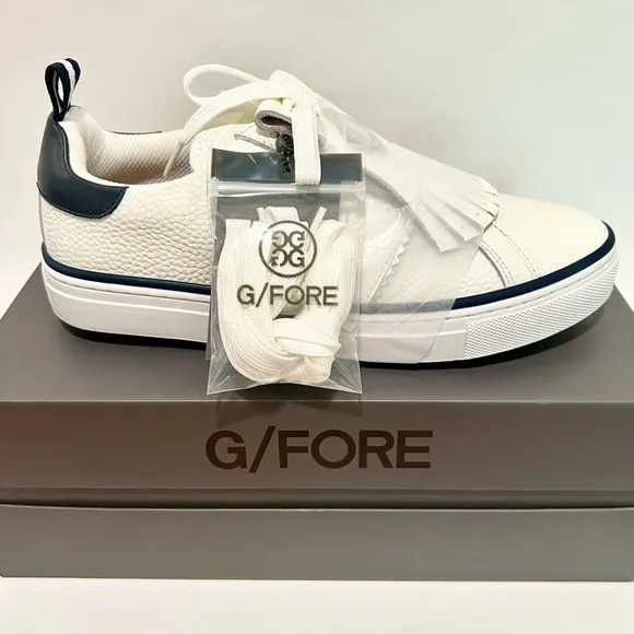 NWT G/Fore Kiltie Disruptor Spikeless Golf Shoes Leather Sneakers White Navy, 11