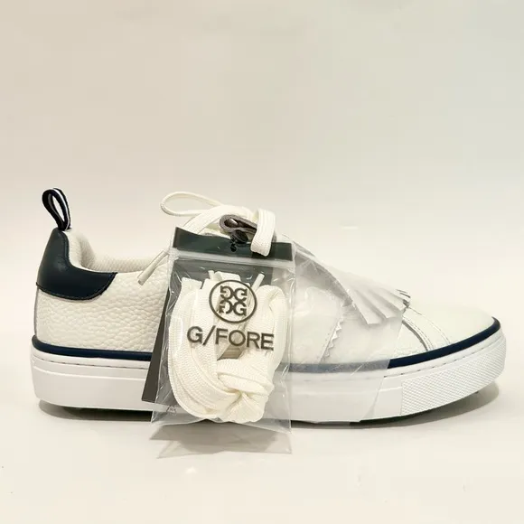 NWT G/Fore Kiltie Disruptor Spikeless Golf Shoes Leather Sneakers White Navy, 11