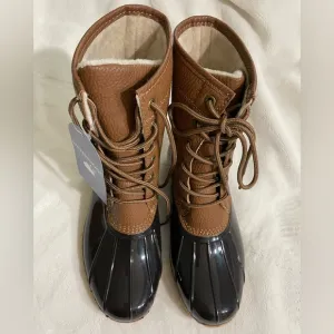 NWT JBU Maplewood Waterproof Boots Chocolate Brown &amp; Black Size 6 1/2