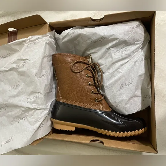 NWT JBU Maplewood Waterproof Boots Chocolate Brown &amp; Black Size 6 1/2