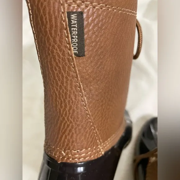 NWT JBU Maplewood Waterproof Boots Chocolate Brown &amp; Black Size 6 1/2