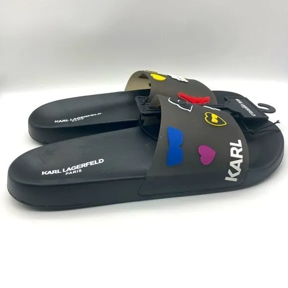 NWT Karl Lagerfeld Paris Zabina Black Sandals Size 8M